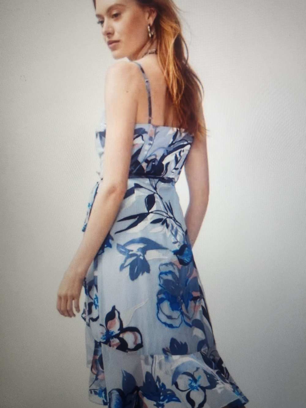 Floral Ruffle Wrap Midi Dress - Light Blue - Picture 6 of 6
